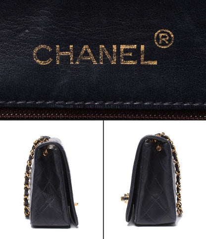 CHANEL チェーンショルダーバッグ マトラッセ フルフラップ ゴールド金具 ラムスキン 1番台 レディース シャネル