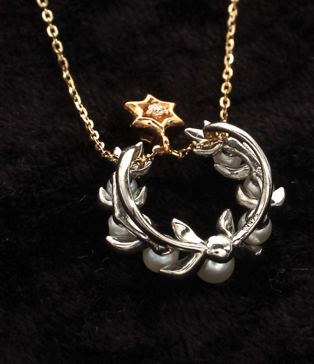 美品 STAR JEWELRY Girl ネックレス K10 SV ダイヤ 0.008ct レディース スタージュエリーガール