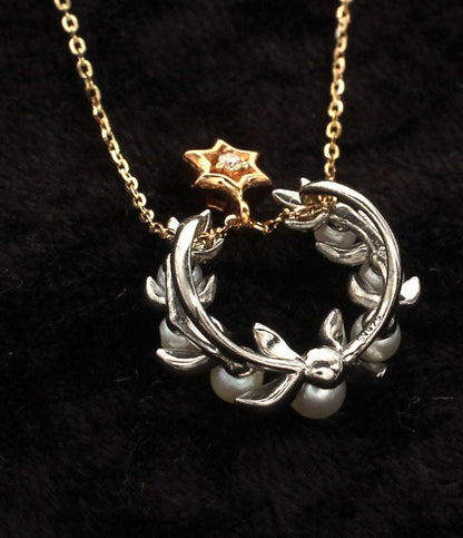 美品 STAR JEWELRY Girl ネックレス K10 SV ダイヤ 0.008ct レディース スタージュエリーガール