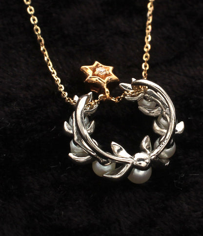 美品 STAR JEWELRY Girl ネックレス K10 SV ダイヤ 0.008ct レディース スタージュエリーガール