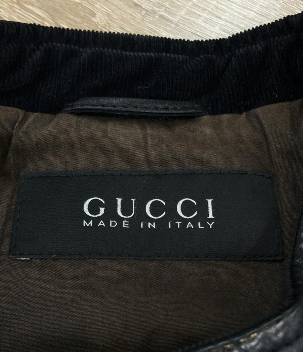 GUCCI ライダースジャケット レザー 羊革 ダブルジップ 269274 XN377 メンズ SIZE 46 (M) グッチ