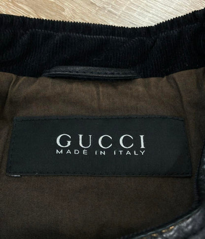 GUCCI ライダースジャケット レザー 羊革 ダブルジップ 269274 XN377 メンズ SIZE 46 (M) グッチ