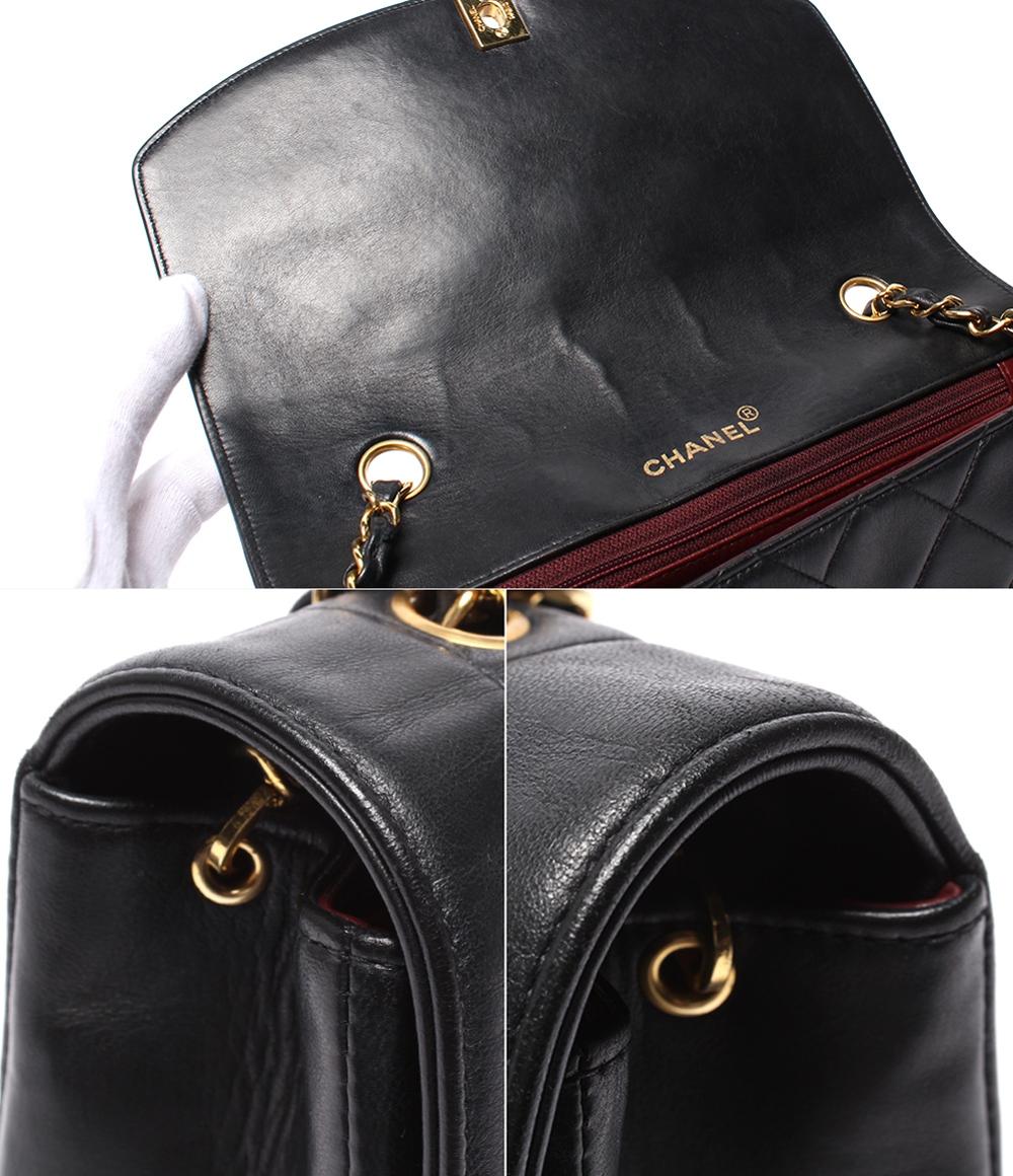CHANEL チェーンショルダーバッグ ゴールド金具 マトラッセ 2番台 ラムスキン ダイアナフラップ 25 レディース シャネル