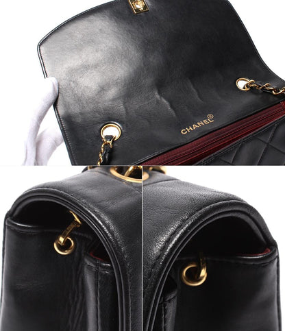 CHANEL チェーンショルダーバッグ ゴールド金具 マトラッセ 2番台 ラムスキン ダイアナフラップ 25 レディース シャネル