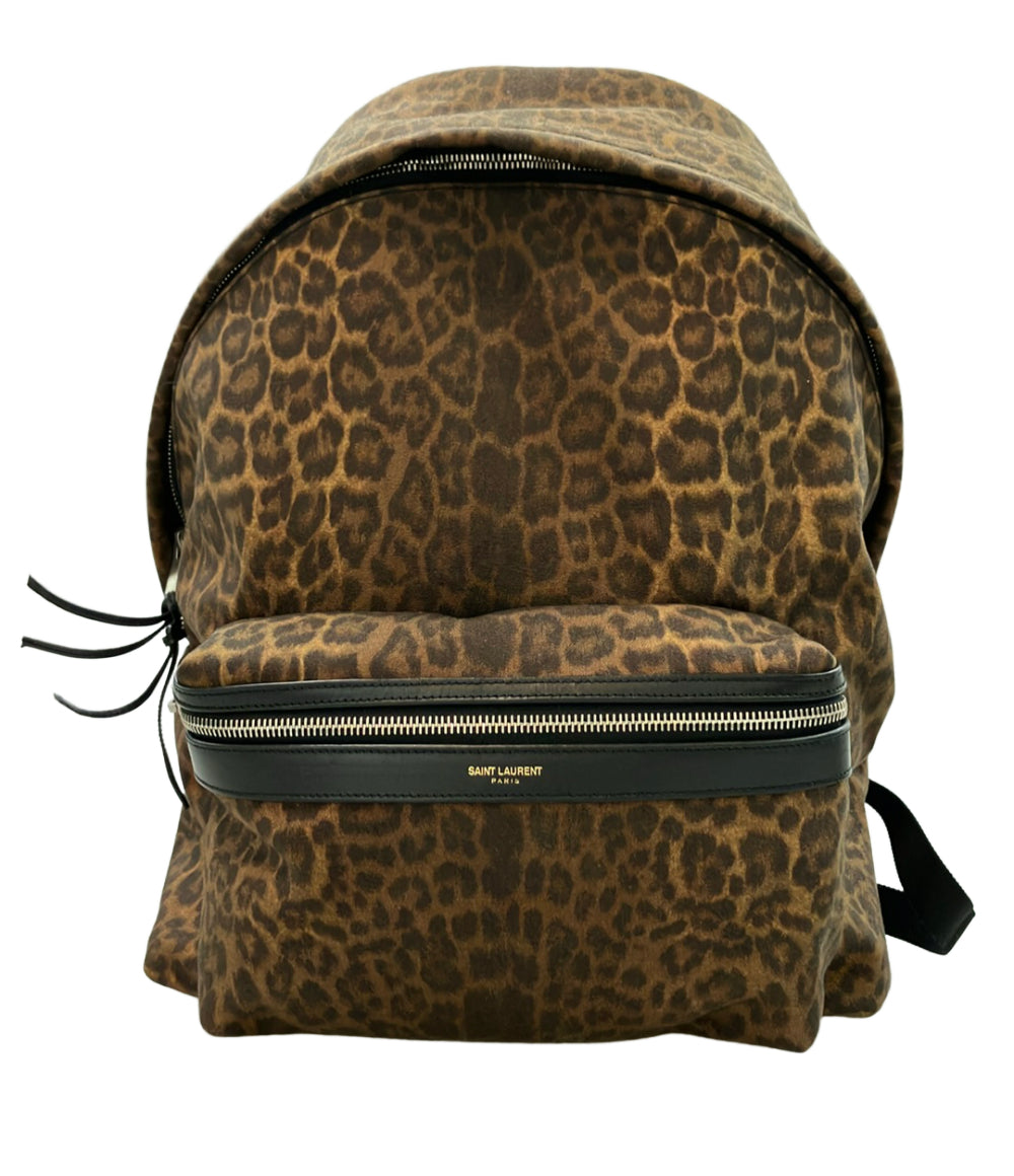 SAINT LAURENT キャンバス リュック レオパード レディース サンローラン