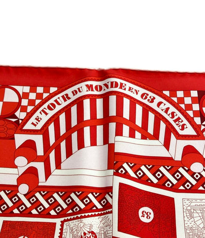 美品 エルメス スカーフ カレ90 シルク100% 63マスの世界旅行 LE TOUR DU MONDE EN 63 CASES レディース HERMES