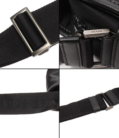 美品 PRADA メッセンジャーバッグ ショルダーバッグ リナイロン 斜め掛け 三角プレート 2VD039 メンズ レディース プラダ