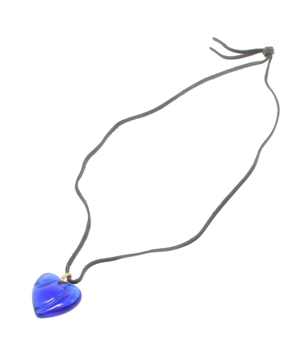 美品 Baccarat ネックレス ペンダントトップ ハート ブルー レディース バカラ