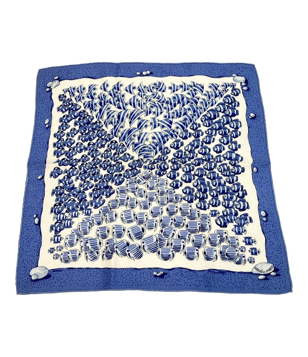 HERMES スカーフ シルク100% カレ45 プチカレ 魚柄 レディース エルメス