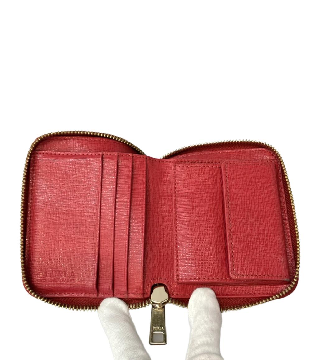 美品 フルラ 二つ折りラウンドファスナー財布 レディース Furla