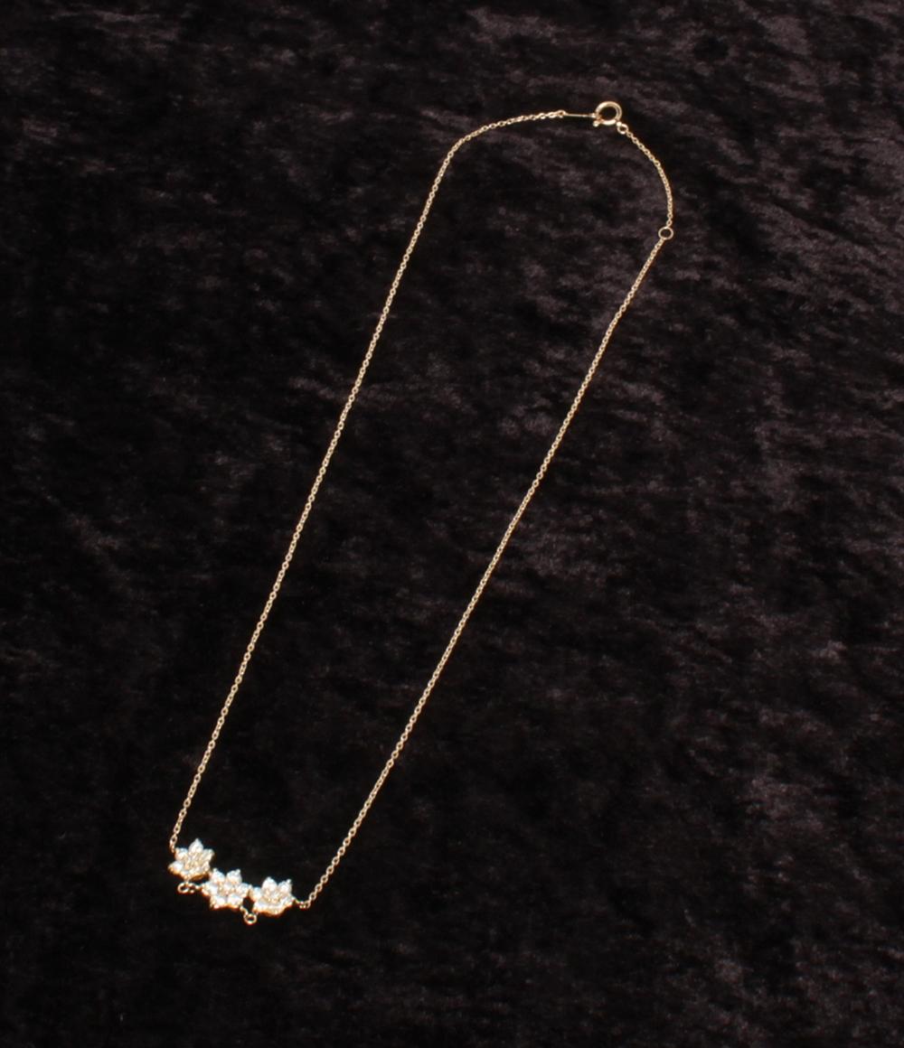 美品 ネックレス K18 ダイヤ フラワーモチーフ レディース