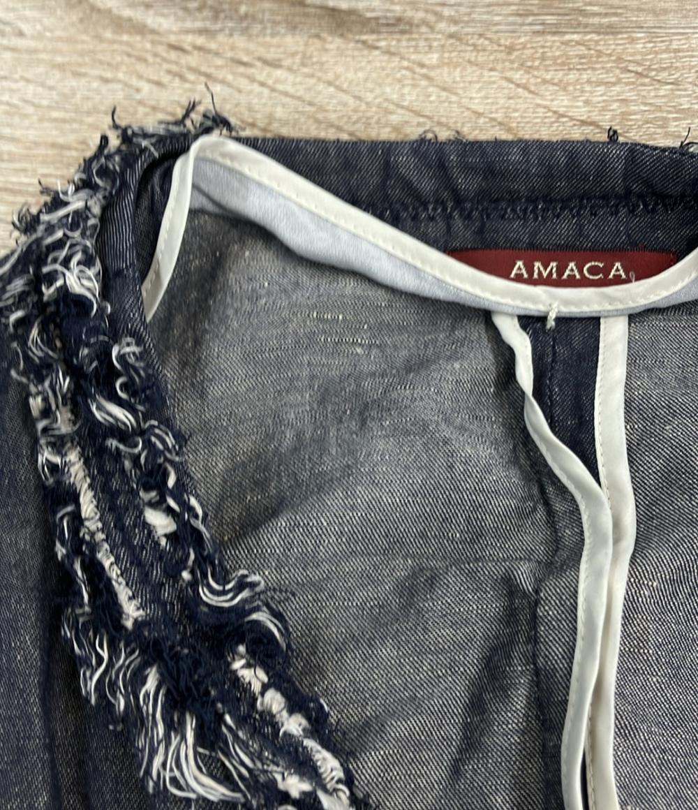 アマカ ノーカラージャケット デニム レディース SIZE 40 AMACA