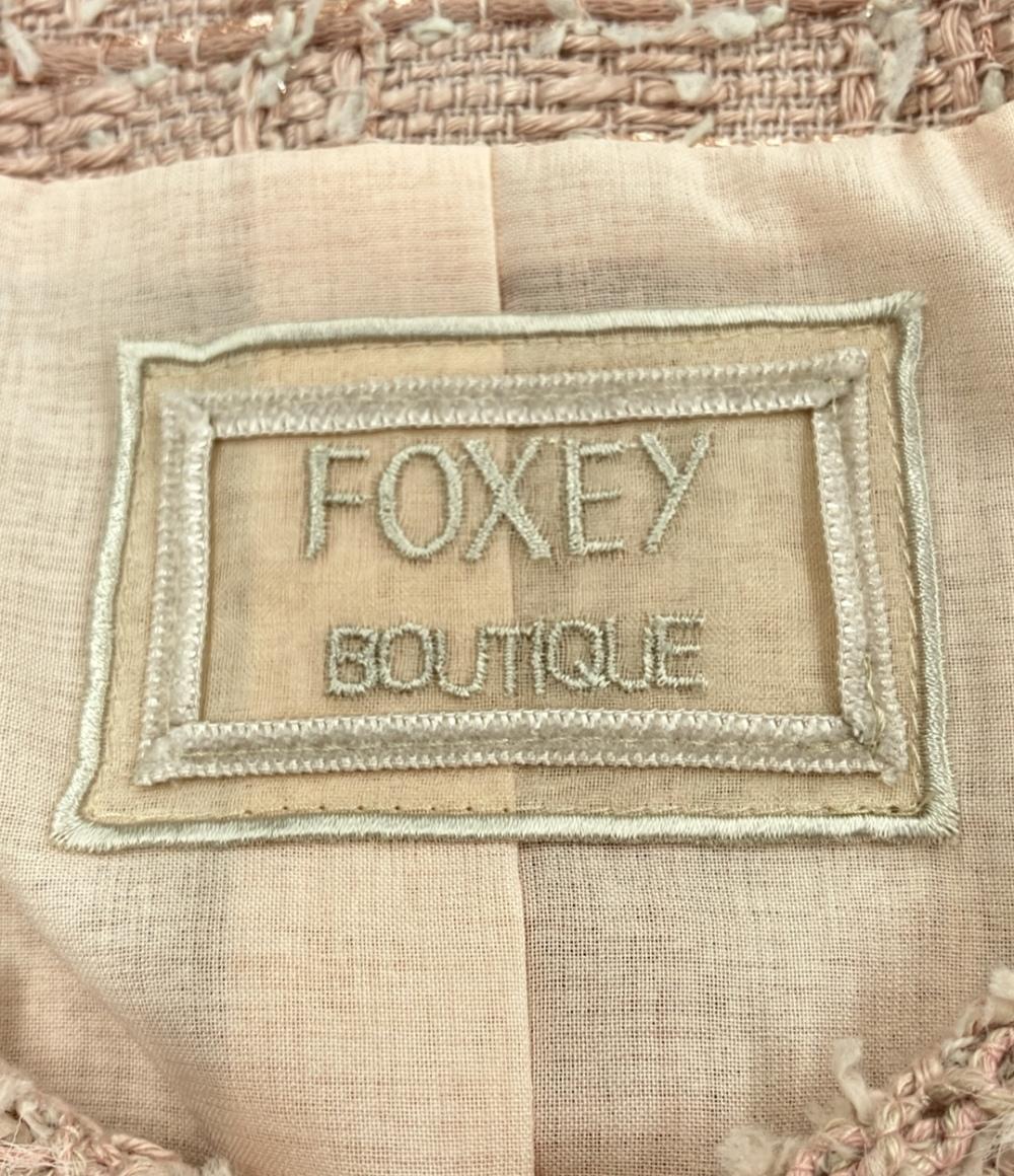 美品 フォクシー ブティック ツイードジャケット ノーカラー レディース SIZE 40 (M) FOXEY BOUTIQUE