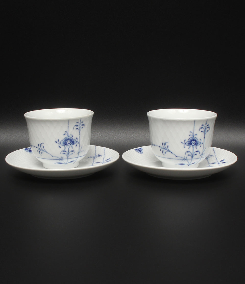 美品 Royal Copenhagen ティーセット ペア 2客 ブルーパルメッテ ロイヤルコペンハーゲン