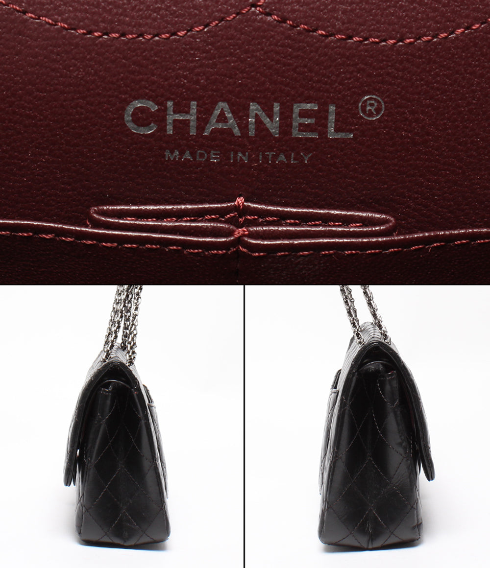 CHANEL チェーンショルダーバッグ シルバー金具 ダブルチェーン ダブルフラップ マトラッセ 2.55 リイシュー レディース シャネル