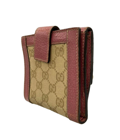 GUCCI ダブルホック 二つ折り財布 レザー GGキャンバス 154117 0416 レディース グッチ