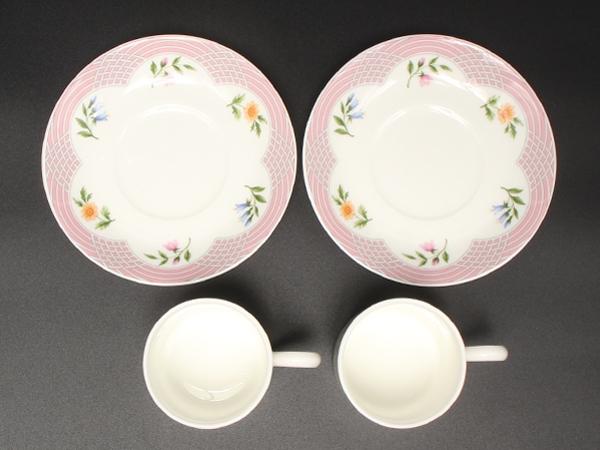 美品 TIFFANY&Co. デミタスカップ＆ソーサー 2客セット ペア ブーケ ティファニー
