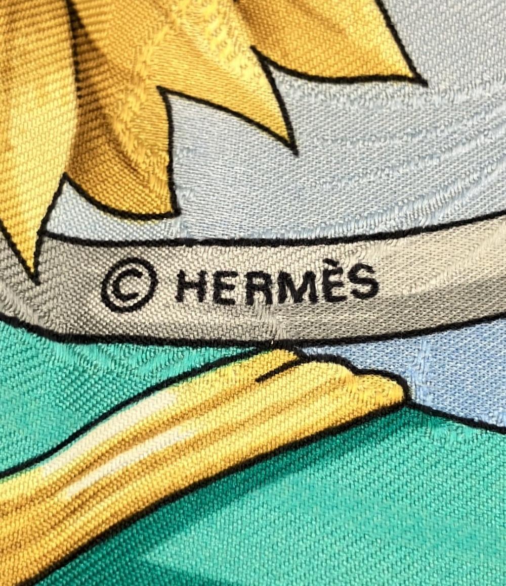 HERMES スカーフ シルク100% カレ90 DAIMYO PRINCES DU SOLEIL LEVANT