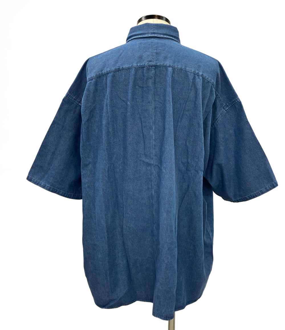 FAT デニムシャツ 半袖 BEEJEAN 蜂の刺繍 ビッグシルエット オーバーサイズ タグ付き F32610-SH16-AB メンズ SIZE JUMBO (XXL) エフエーティー
