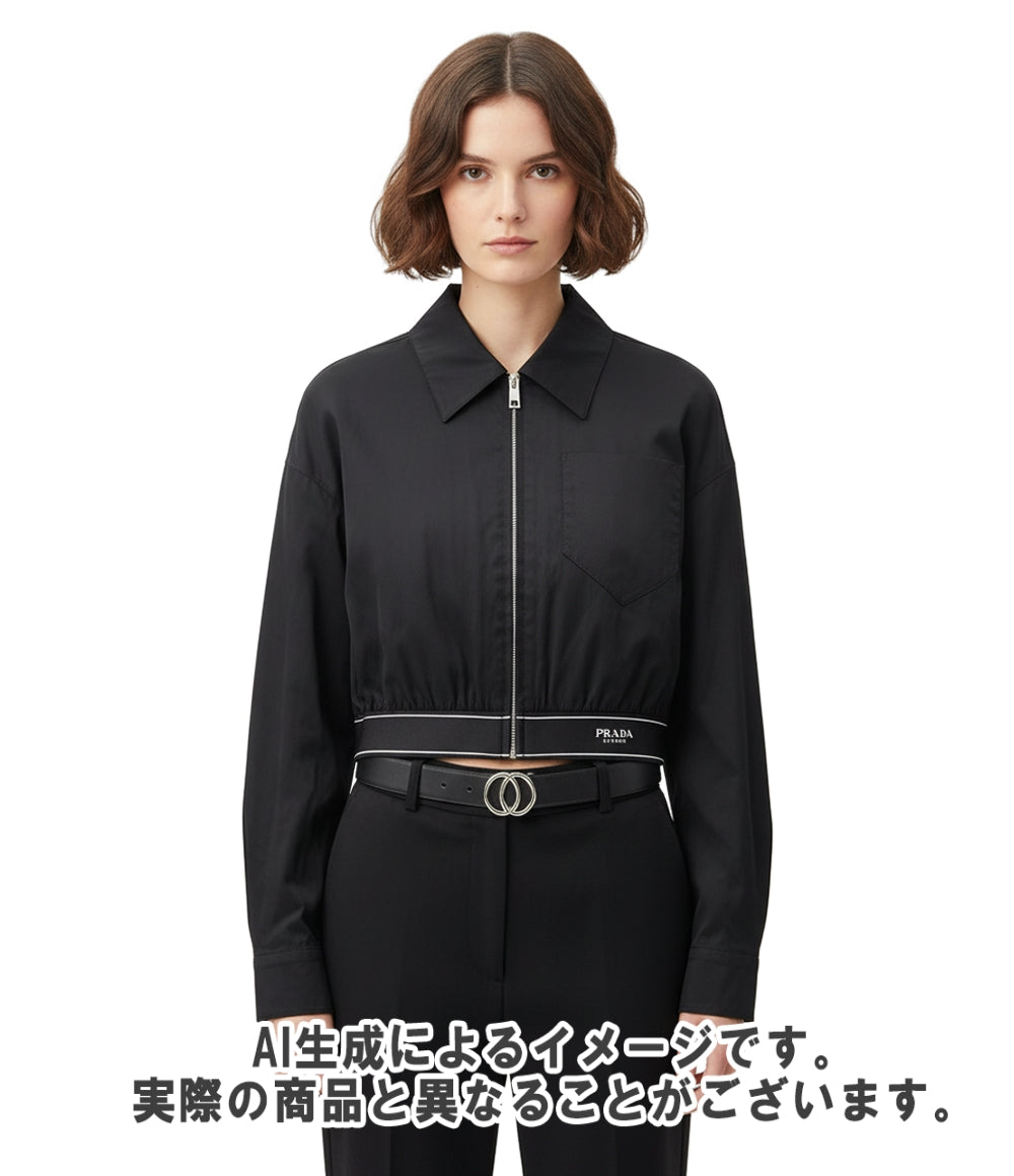 PRADA クロップドジャケット ポプリンストレッチ クロップドジャケット P525MG S221 F62 レディース SIZE 40 (S) プラダ