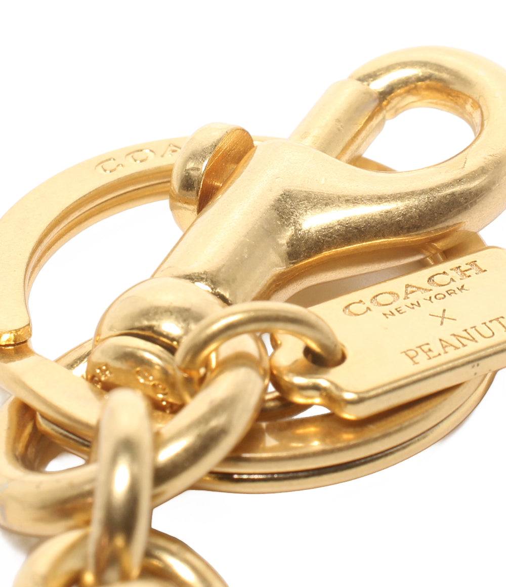 COACH PEANUTS キーホルダー キーリング メタルチャーム ベア クマ チャーリーブラウン レディース コーチ ピーナッツ