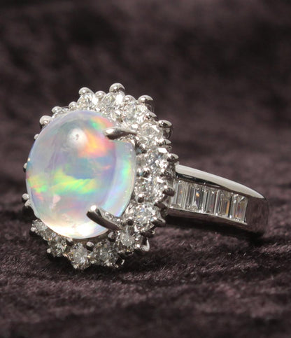 美品 リング 指輪 Pt900 ウォーターオパール3.92ct ダイヤ1.13ct レディース SIZE 12号