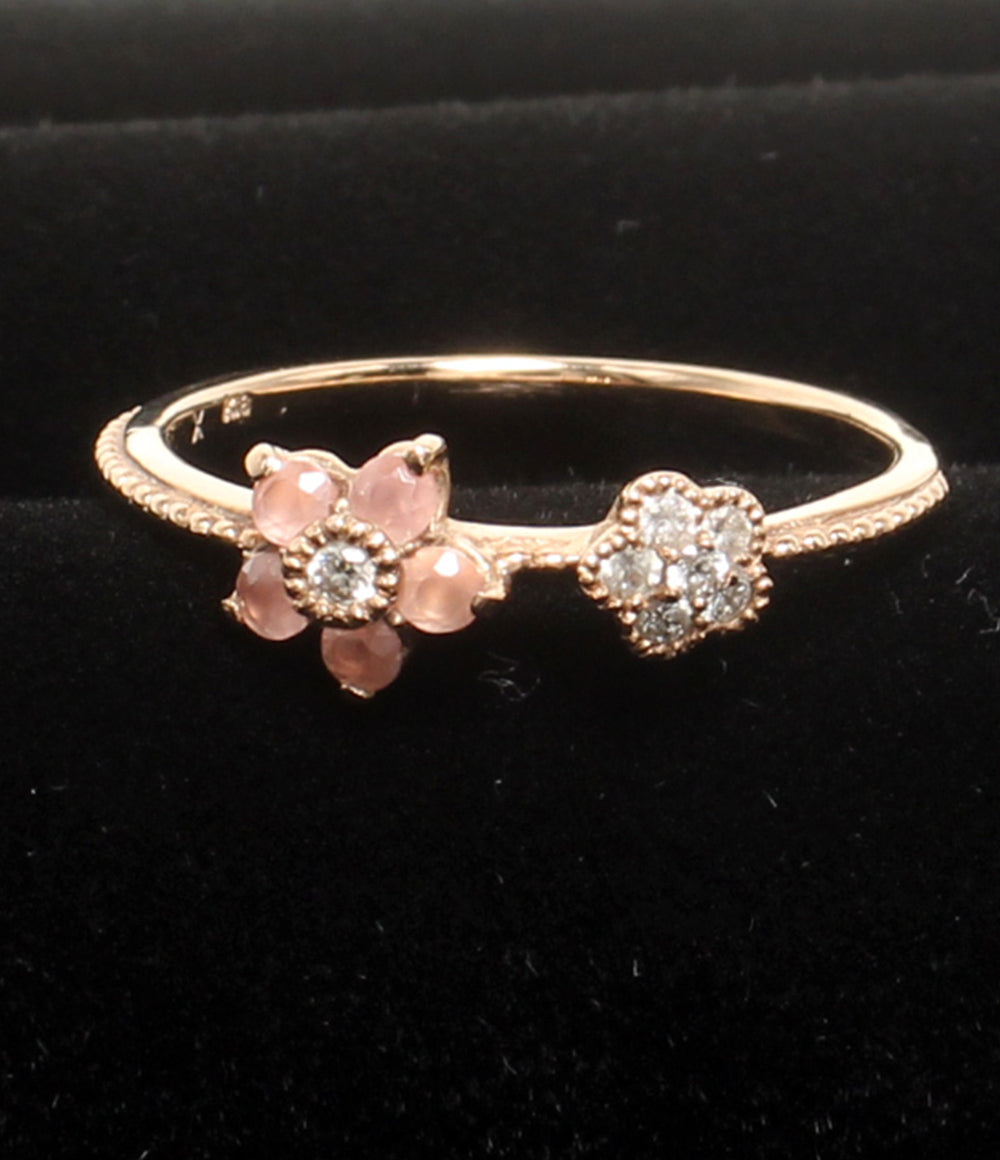 美品 BIZOUX リング 指輪 K18 ダイヤ 0.08ct ローズクオーツ ペリドット ペンダントトップ　3点セット レディース ビズー