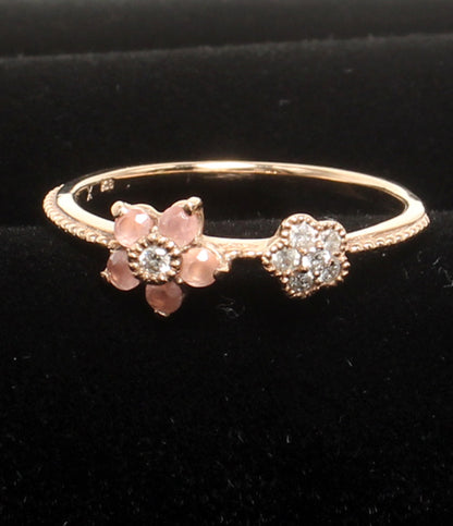 美品 BIZOUX リング 指輪 K18 ダイヤ 0.08ct ローズクオーツ ペリドット ペンダントトップ　3点セット レディース ビズー
