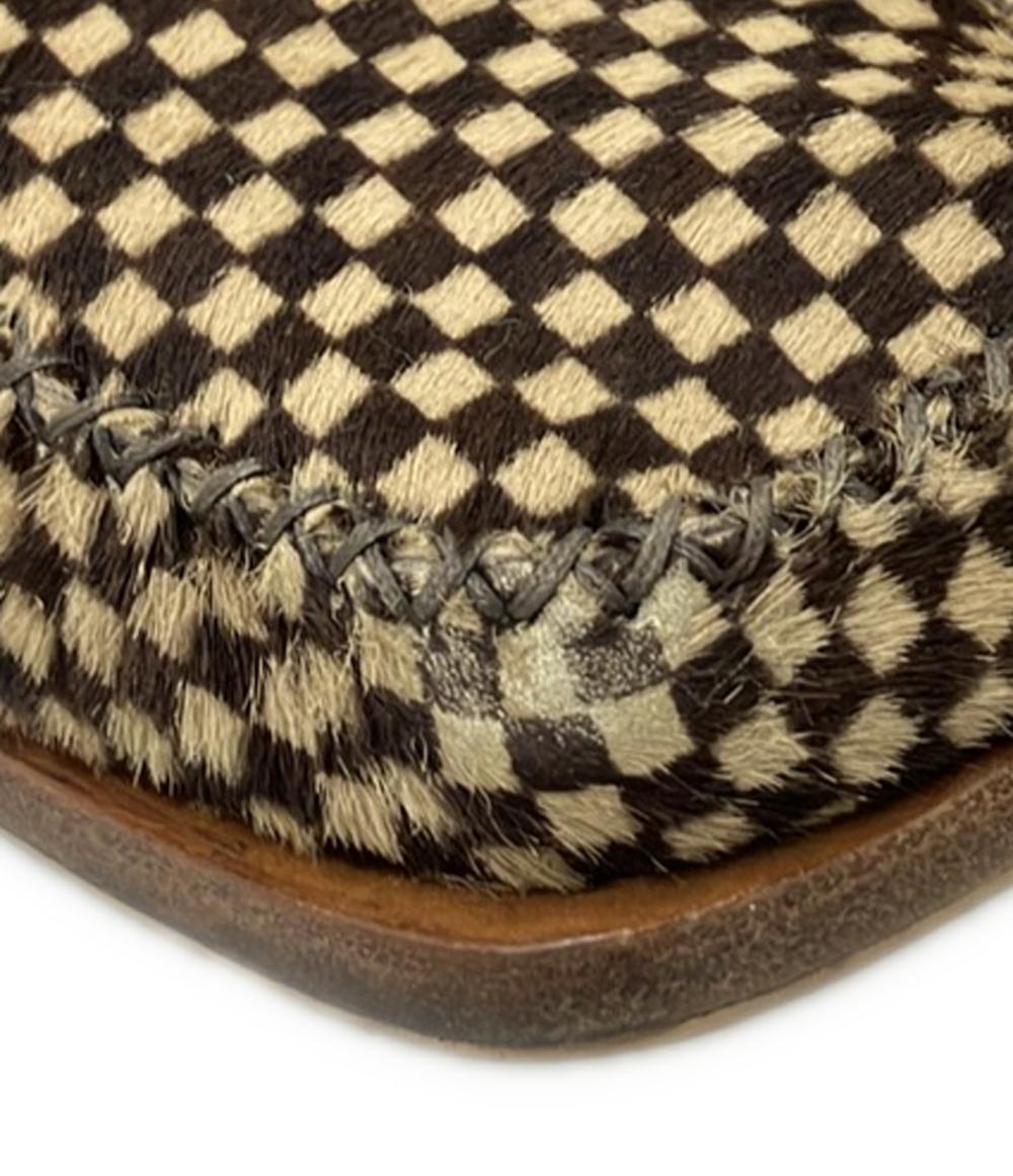 ルイ・ヴィトン スリッポン ローファー スクエアトゥ ダミエ ハラコ BA0052 メンズ SIZE 6 1/2 (S) LOUIS VUITTON