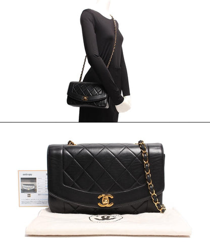 シャネル チェーンレザーショルダーバッグ ココマーク ゴールド金具 ダイアナ22 マトラッセ レディース CHANEL