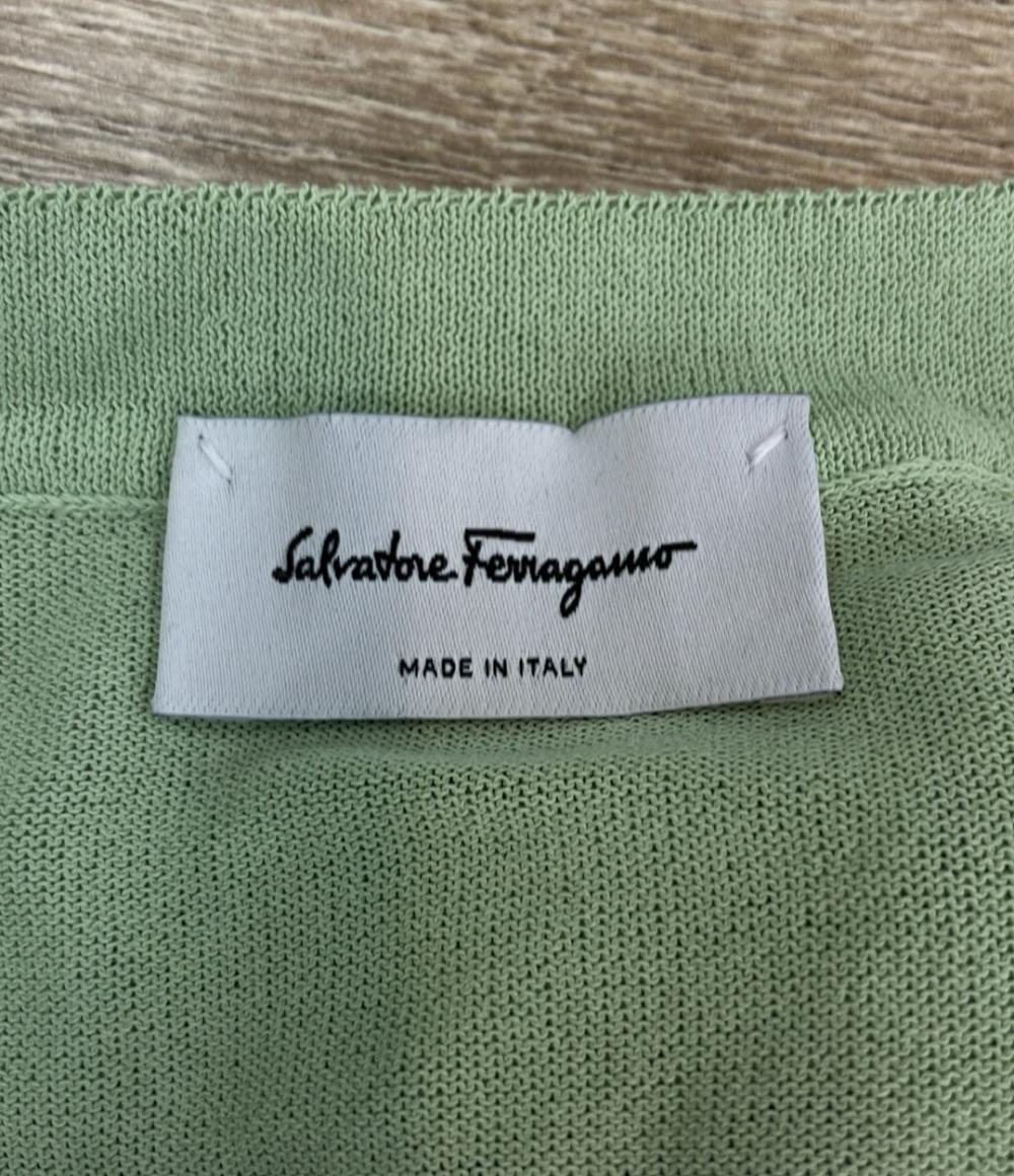 Salvatore Ferragamo 長袖カーディガン 緑 花柄 シルク ニット 22SS