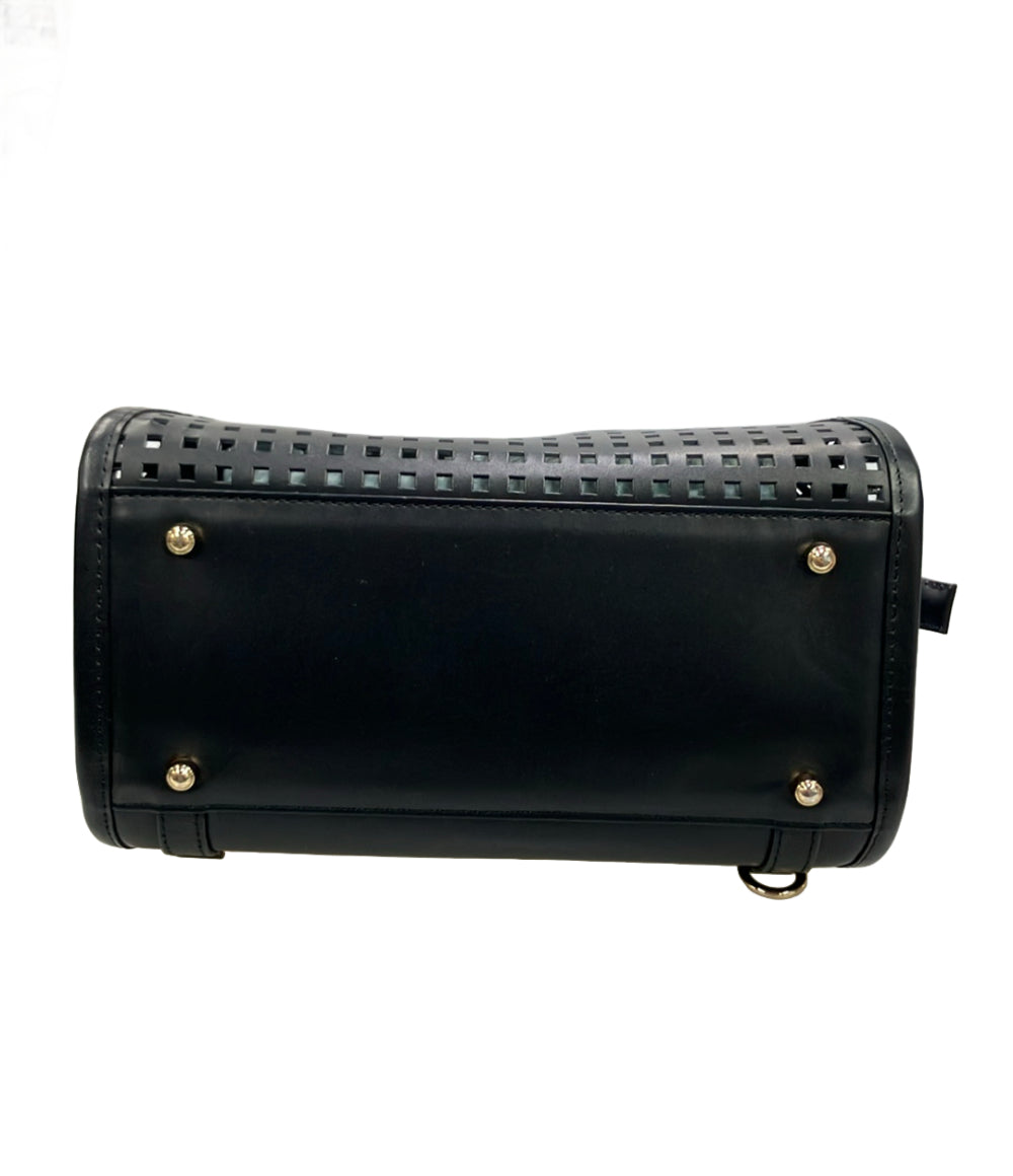 美品 PELLE BORSA ハンドルバッグ ショルダーバッグ リュック 3WAY 斜め掛け パンチングレザー レディース ペレボルサ