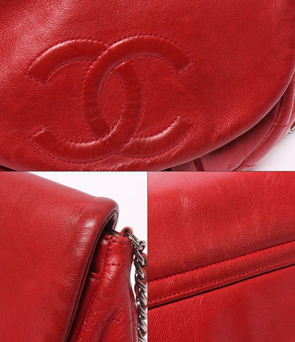 CHANEL チェーンウォレット 斜め掛け シングルチェーン シングルフラップ シルバー金具 14番台 ハーフムーン レディース シャネル