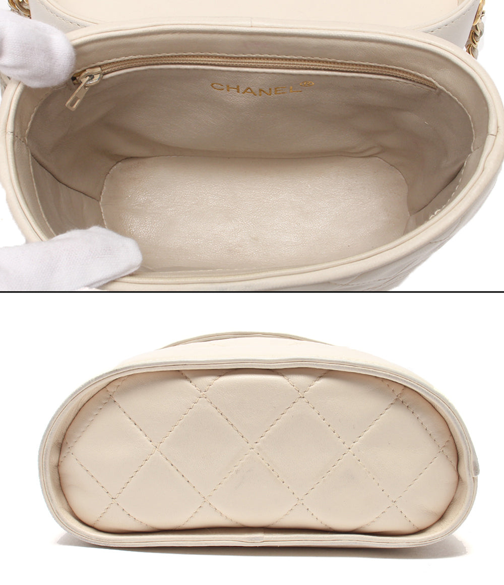 CHANEL チェーンショルダーバッグ バニティケース ゴールド金具 マトラッセ シングルチェーン ラムスキン 1番台 レディース シャネル