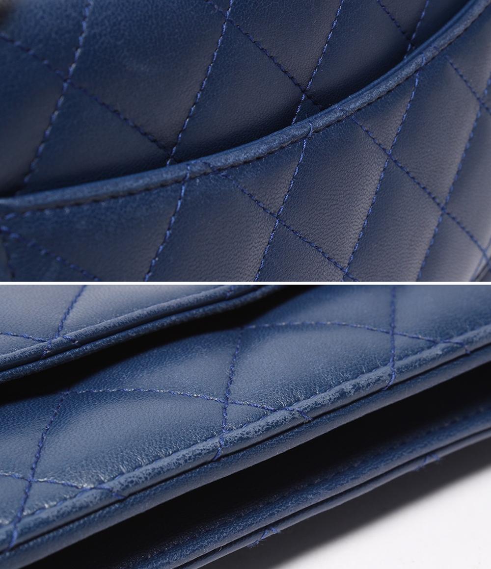 CHANEL チェーンウォレット ショルダーバッグ シルバー金具 マトラッセ ラムスキン A33814 レディース シャネル