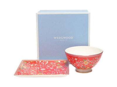 美品 WEDGWOOD スモールボウル 皿 スクエアプレート トレイ 15cm 2点セット クリムゾン ジュエル ウエッジウッド