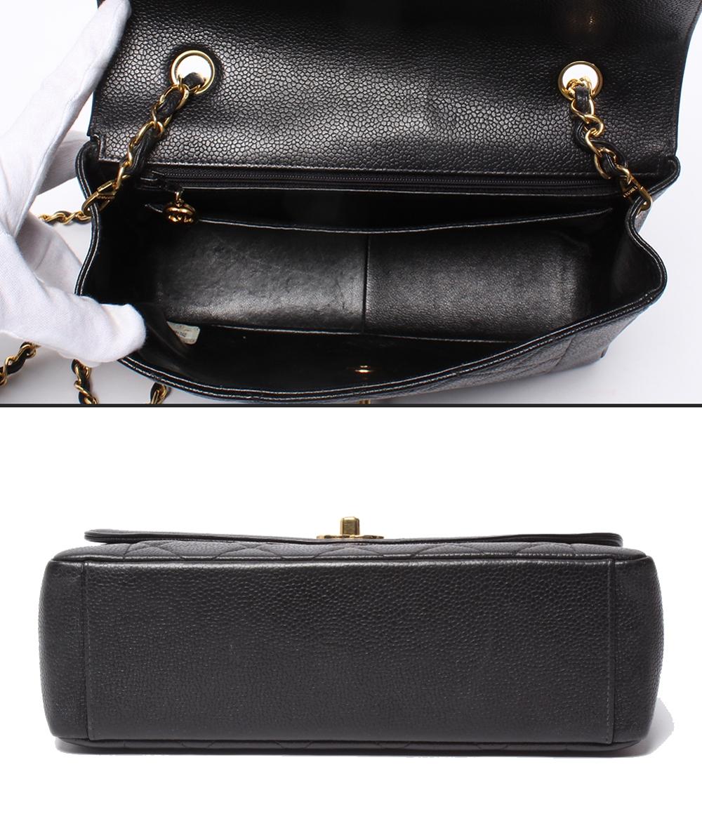 CHANEL チェーンショルダーバッグ ゴールド金具 ダイアナ フラップ マトラッセ ４番台 キャビアスキン レディース シャネル