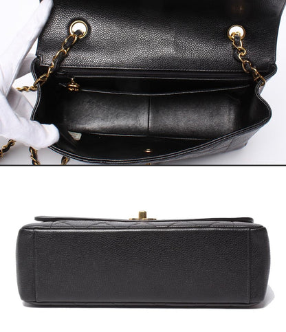 CHANEL チェーンショルダーバッグ ゴールド金具 ダイアナ フラップ マトラッセ ４番台 キャビアスキン レディース シャネル