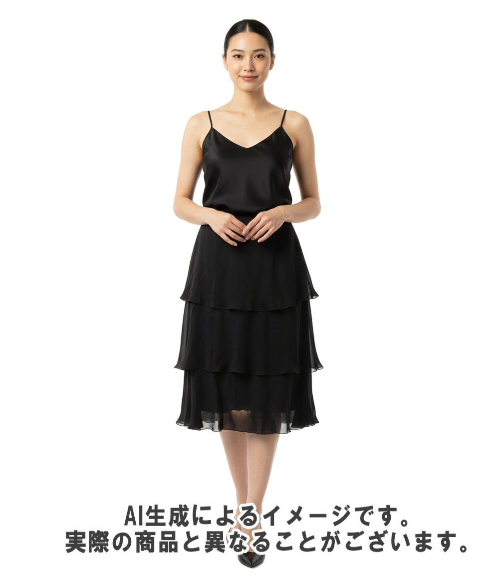 CHANEL フリルスカート ラッフル 3段ティアード CCマーク シルク100