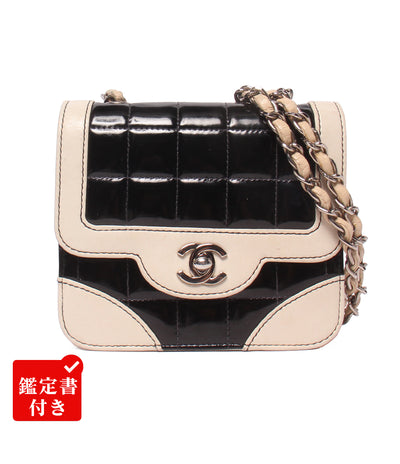 CHANEL チェーンショルダーバッグ 6番台 斜め掛け バイカラー シルバー金具 チョコバー レディース シャネル