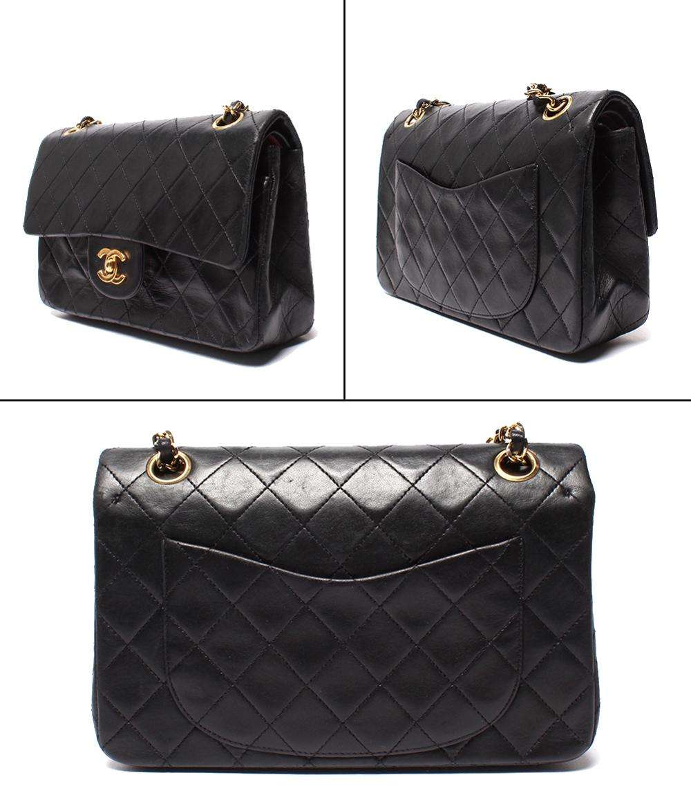 CHANEL チェーンショルダーバッグ ダブルチェーン ダブルフラップ ゴールド金具 ラムスキン 1番台 マトラッセ23 レディース シャネル