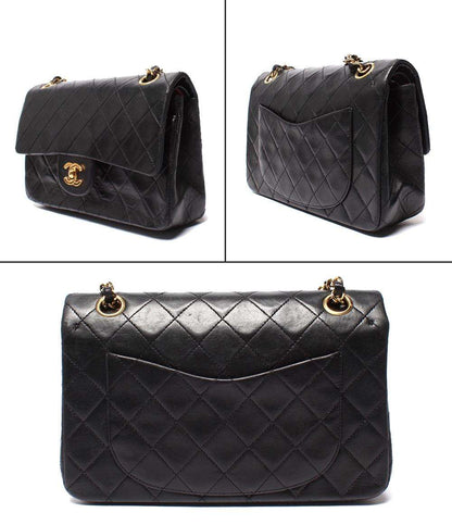 CHANEL チェーンショルダーバッグ ダブルチェーン ダブルフラップ ゴールド金具 ラムスキン 1番台 マトラッセ23 レディース シャネル