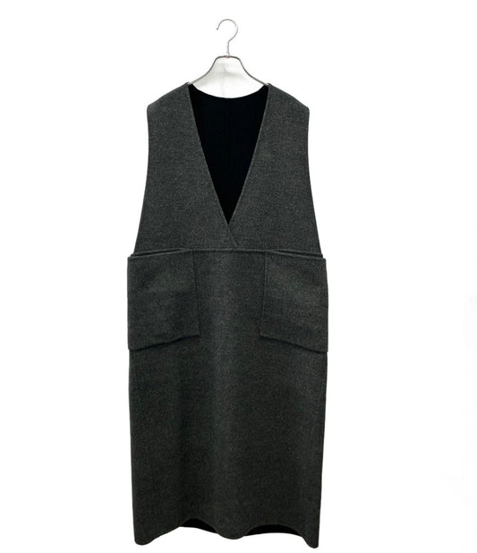 Drawer ノースリーブワンピース ウール ブラック リバーシブル NEW ARRIVAL Reversible Dress 6526-234-1323 レディース SIZE 38 (S) ドゥロワー