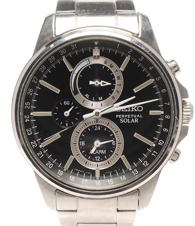 SEIKO 腕時計 パーペチュアル ソーラー ブラック V198-0AC0 メンズ セイコー