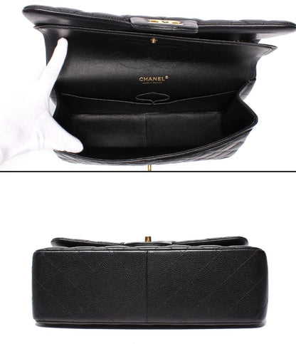 CHANEL チェーンショルダーバッグ ダブルチェーン ダブルフラップ キャビアスキン 16番台 デカマトラッセ 30 レディース シャネル