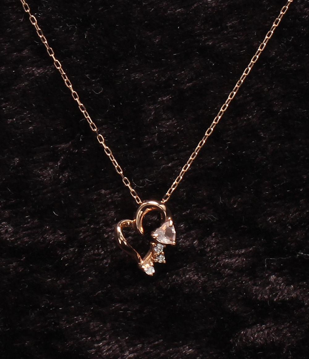 美品 Samantha Tiara ネックレス K7 ローズクオーツ ハートモチーフ レディース サマンサティアラ