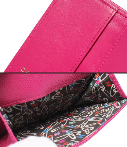 CHANEL 三つ折り財布 ゴールド金具 キャビアスキン スモールフラップウォレット レディース シャネル