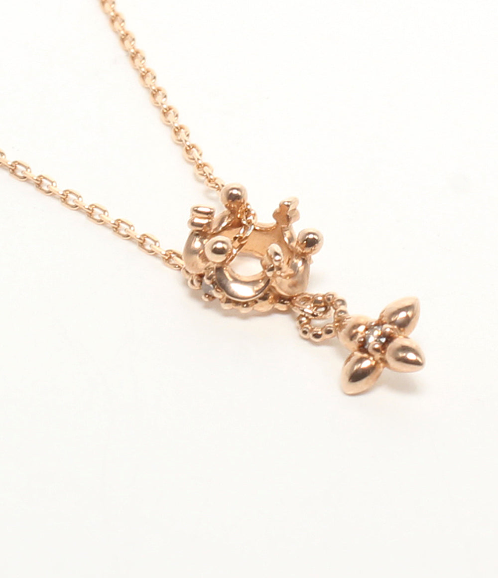 美品 IMPRESSE ネックレス K10 ダイヤ 0.01ct 王冠モチーフ クロス