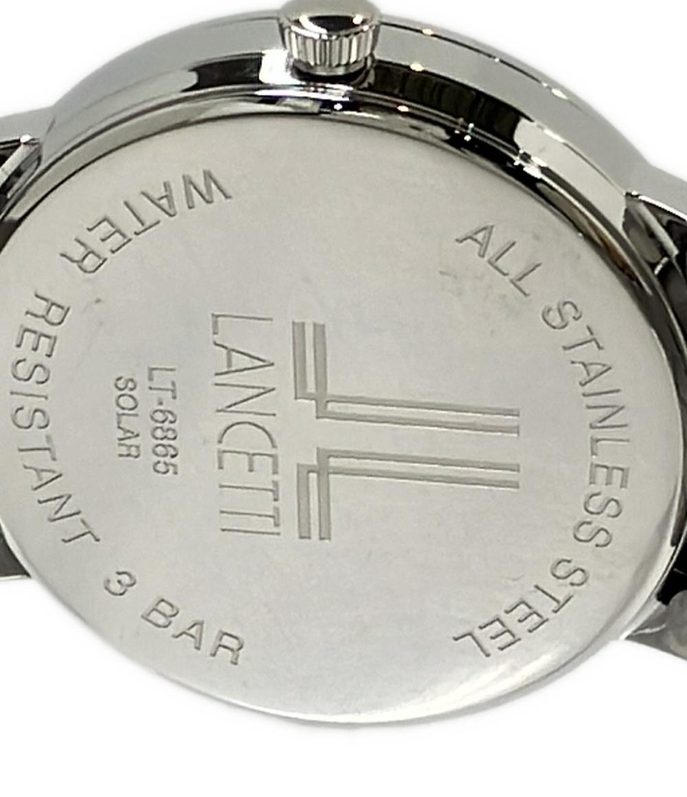 美品 LANCETTI 腕時計 ソーラー ホワイト LT-6865 メンズ ランチェッティ