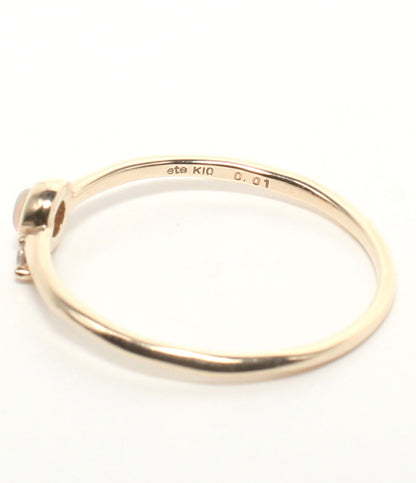 美品 ete リング 指輪 K10 オパール ダイヤ 0.01ct レディース SIZE 11号 エテ
